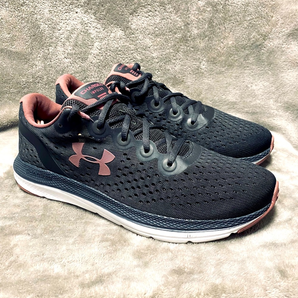 Under Armour Running Shoes Black Lace Up Mesh Sz 9.5